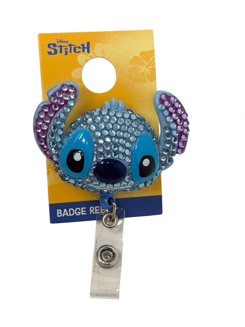 Disney Stitch Rhinestone Badge Reel - Blue & Purple new